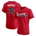 A.Braves #31 Greg Maddux Player Red Limited Elite Home Game Gdoa Stitched Jerseys