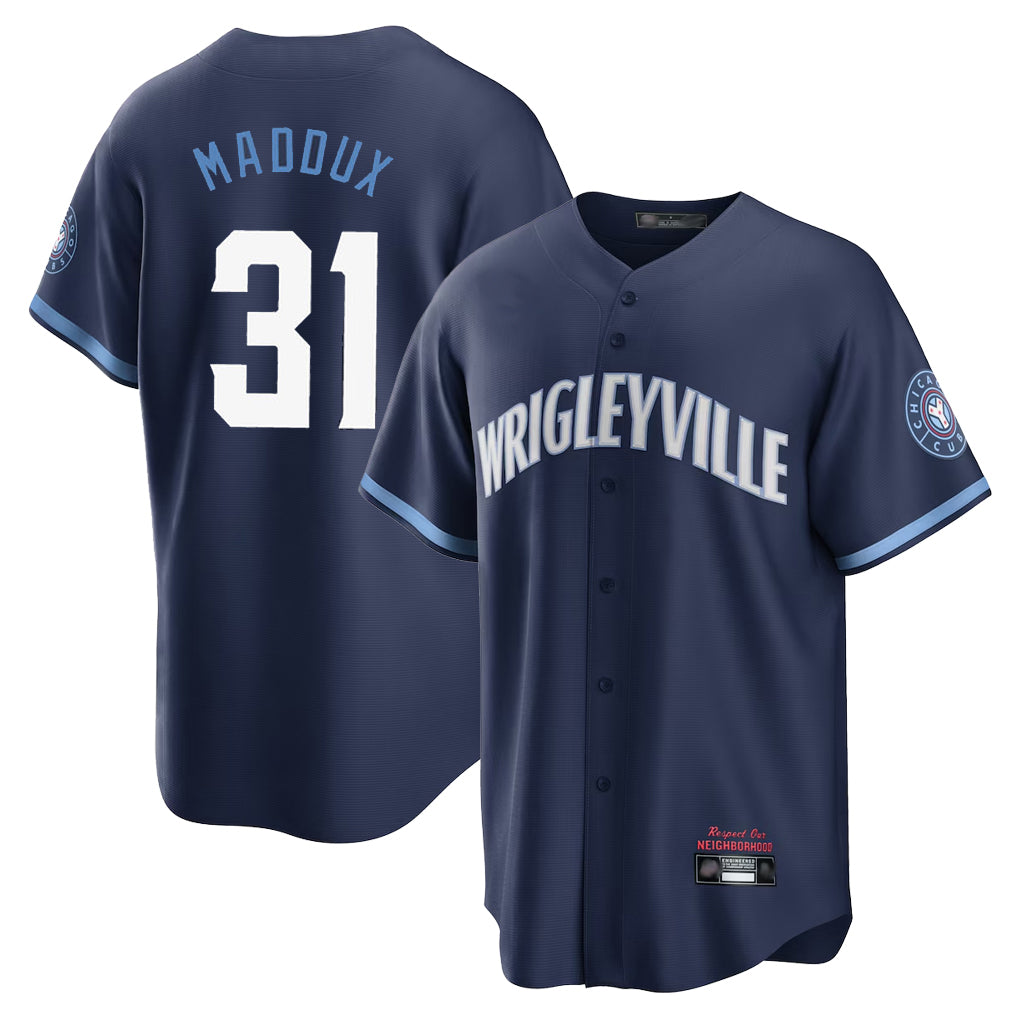 C.Cubs #31 Greg Maddux Player Navy City Connect Home Game Gdoa Stitched Jerseys