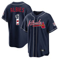 A.Braves #1 Ozzie Albies Player Navy USA 250 Fourth Of July Limited Home Game Gdoa250Ys Stitched Jerseys