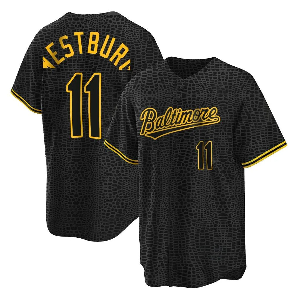 B.Orioles #11 Jordan Westburg Player Black Snake Skin City Home Game Gdoa Stitched Jerseys