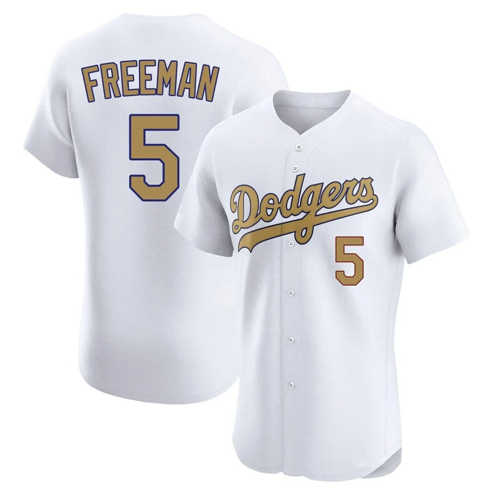 LA.Dodgers #5 Freddie Freeman Player Gold Limited Elite Home Gdoa Stitched Jerseys