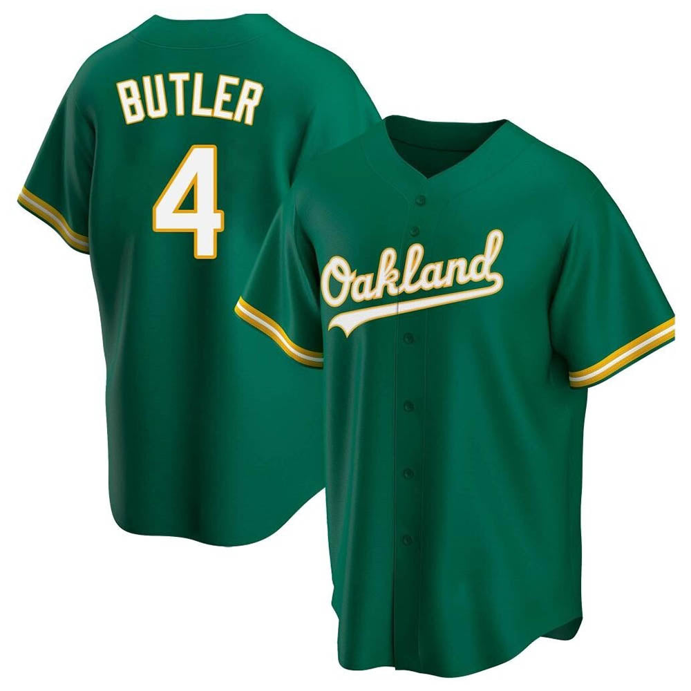 Athletics #4 Lawrence Butler player Green Replica Kelly Alternate Stitched Jersey