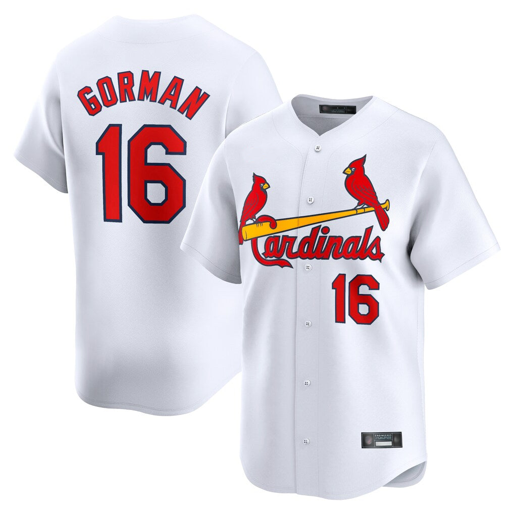 St. Louis Cardinals #16 Nolan Gorman Player White Home Limited Stitched Jerseys