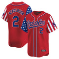 B.Orioles #2 Gunnar Henderson Player Red Independence Day Vapor Premier Limited Home Game Gdoa Stitched Jerseys