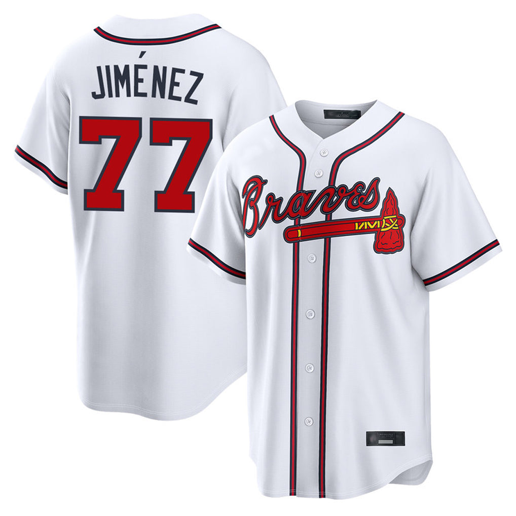 A.Braves #77 Joe Jimenez Player White Home Game Gdoa Stitched Jerseys