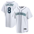 S.Mariners #8 Dominic Canzone Player White Home Game Stitched Jerseys