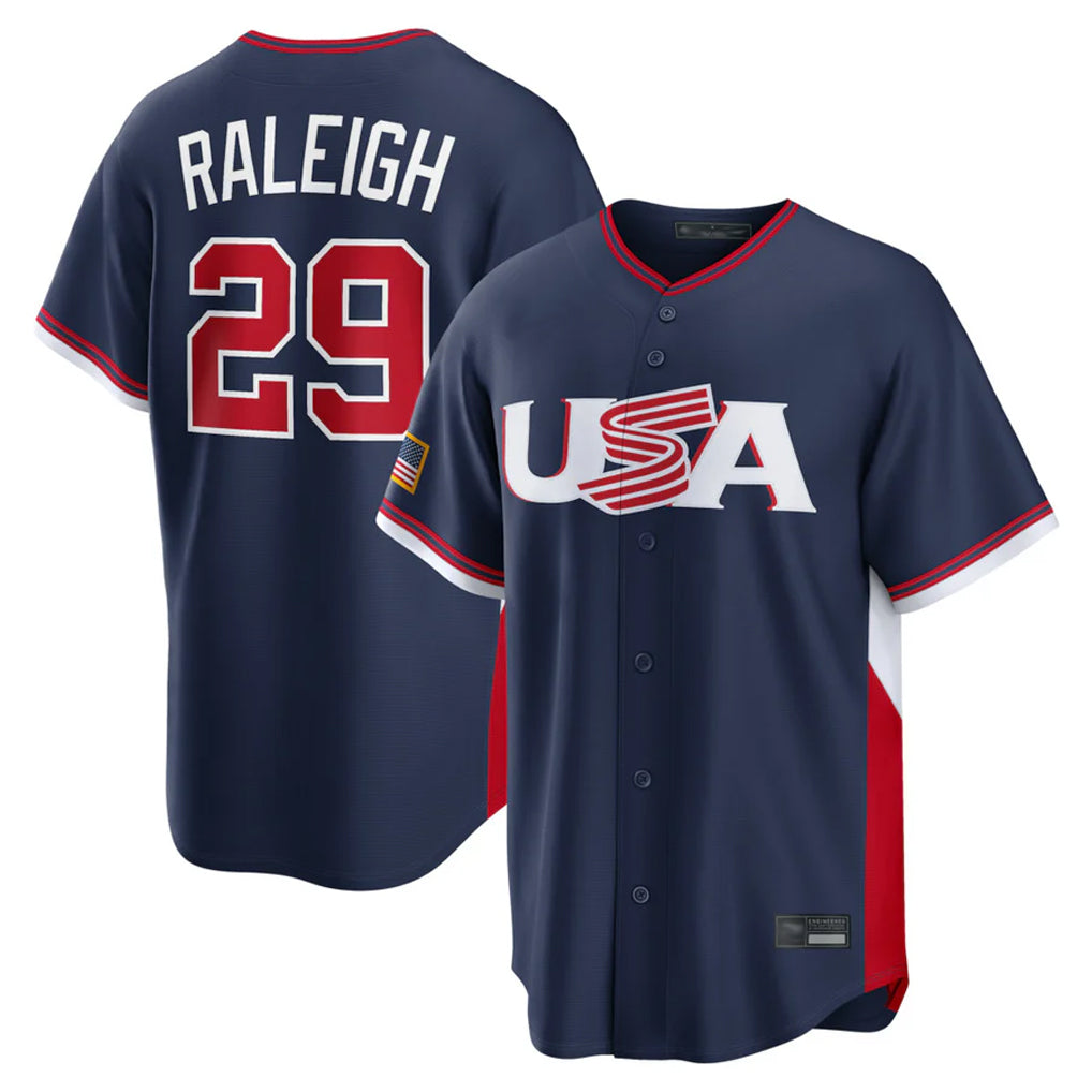 S.Mariners #29 Cal Raleigh Player Navy USA 2026 World Classic Game Stitched Jerseys