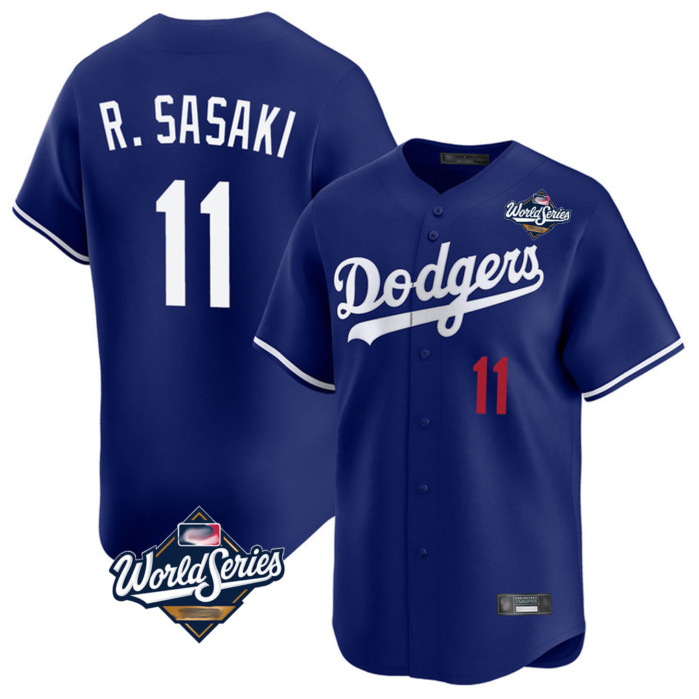 LA.Dodgers #11 Roki Sasaki Player Royal World Series Limited Home Gdoa Stitched Jerseys