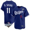 LA.Dodgers #11 Roki Sasaki Player Royal World Series Limited Home Gdoa Stitched Jerseys