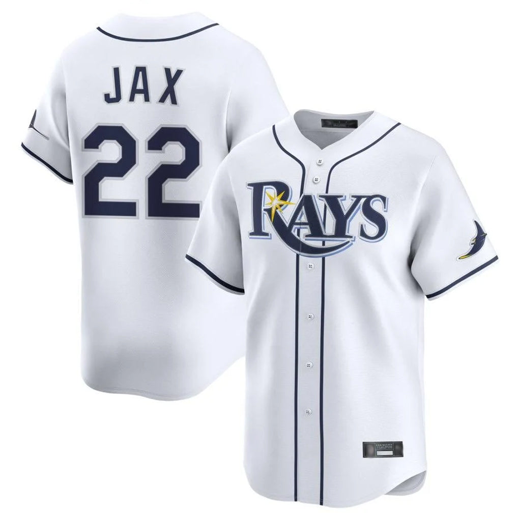 T.Bay Rays #22 Griffin Jax Player White Home Limited Stitched Jerseys