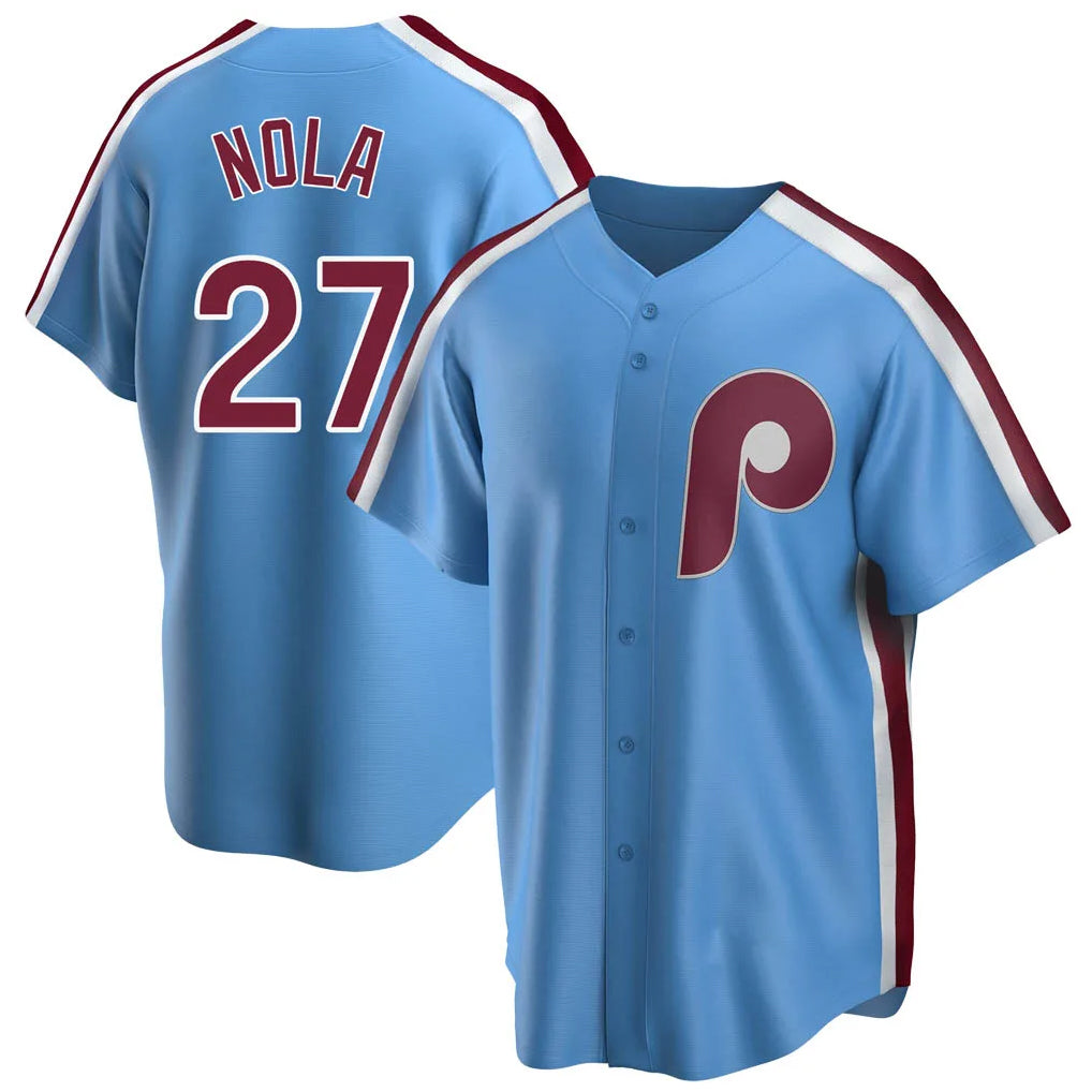P.Phillies #27 Aaron Nola Player Light Blue Replica Game Stitched Jerseys