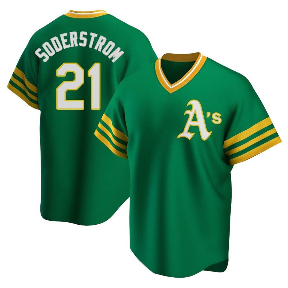 Athletics #21 Tyler Soderstrom player Green Replica Cooperstown Collection Stitched Jersey