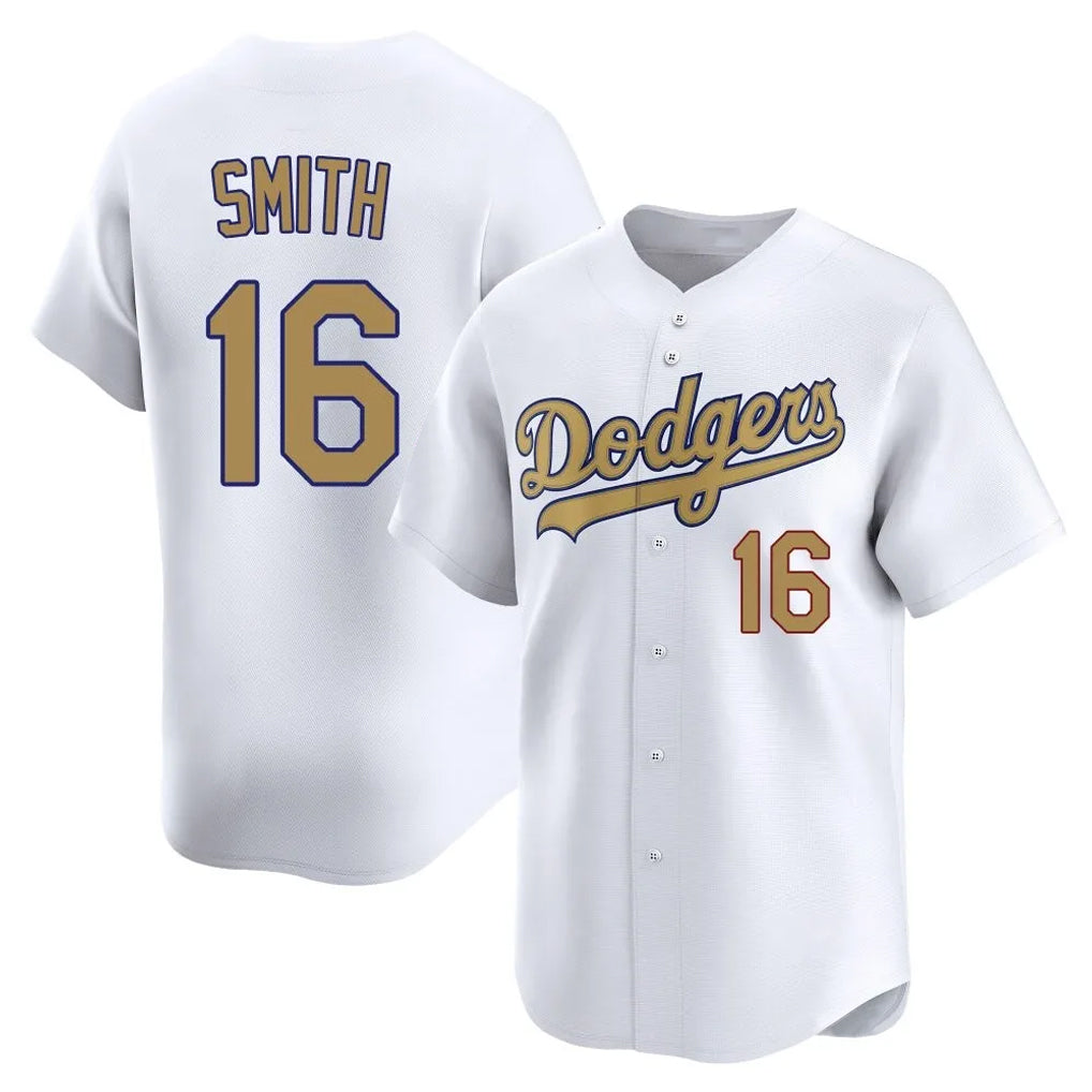 LA.Dodgers #16 Will Smith Player Gold Collection Limited Home Gdoa Stitched Jerseys