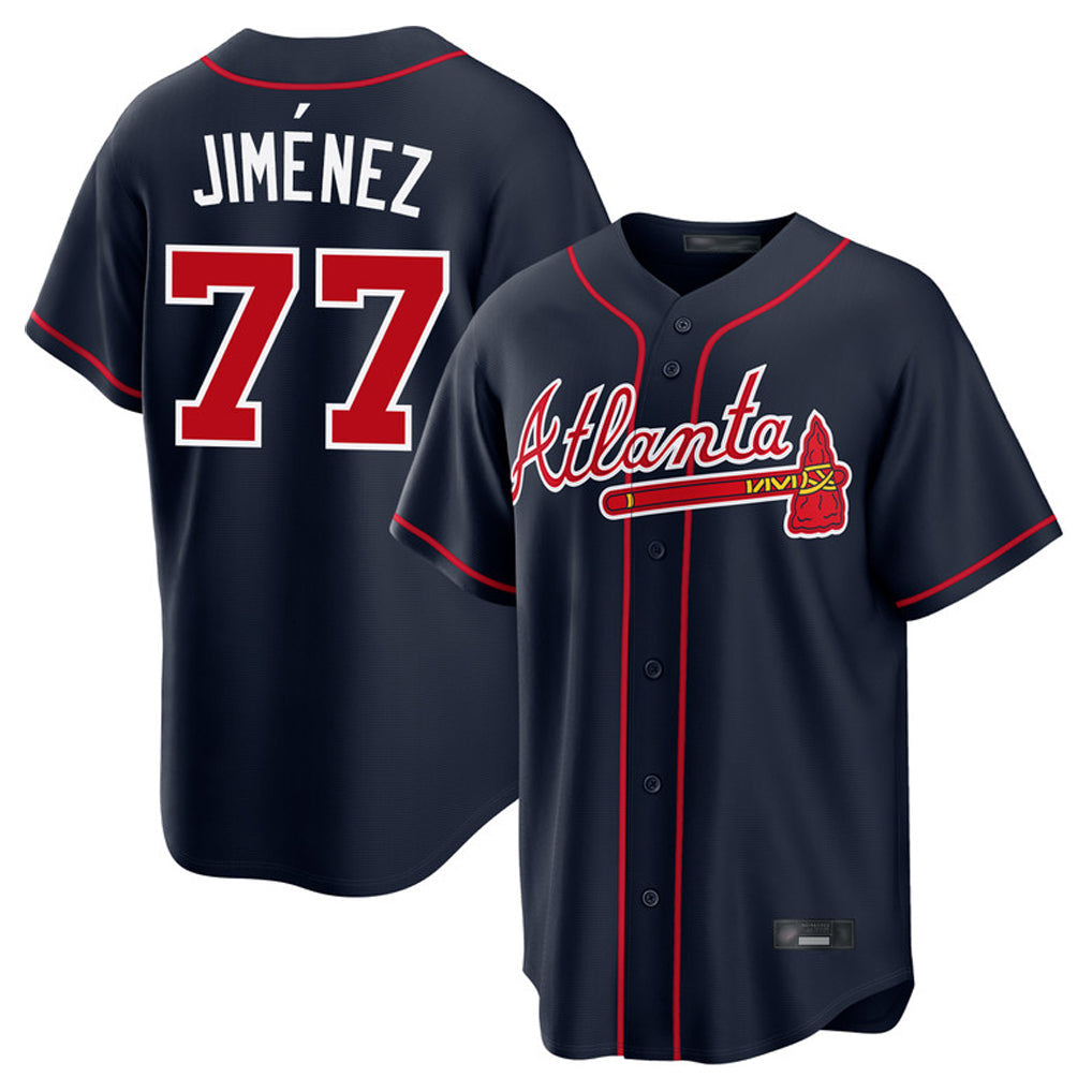 A.Braves #77 Joe Jimenez Player Navy Home Game Gdoa Stitched Jerseys