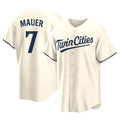 M.Twins #7 Joe Mauer Player Cream Game Limited Home Gdoa Stitched Jerseys