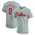P.Phillies #2 Justin Crawford Player Gray Home Limited Elite Gdoa Stitched Jerseys