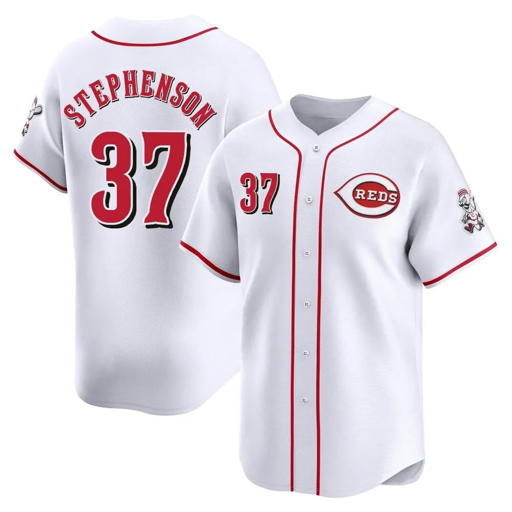C.Reds #37 Tyler Stephenson Player White Home Limited Gdoa Stitched Jerseys