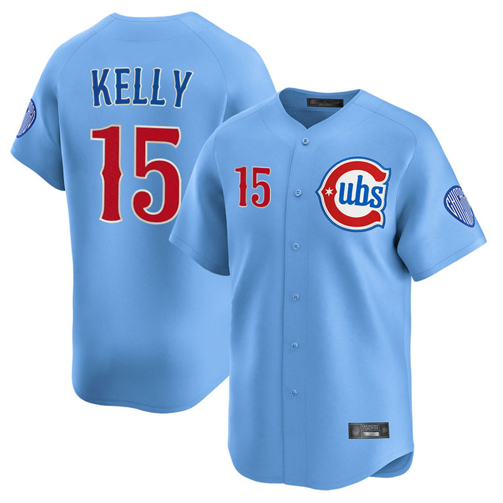 C.Cubs #15 Carson Kelly Player Light Blue Limited Home Gdoa Stitched Jerseys