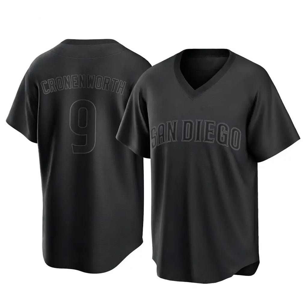 S.Diego Padres #9 Jake Cronenworth Player Black Pitch Fashion Game T-shirt Gdoa Stitched Jerseys