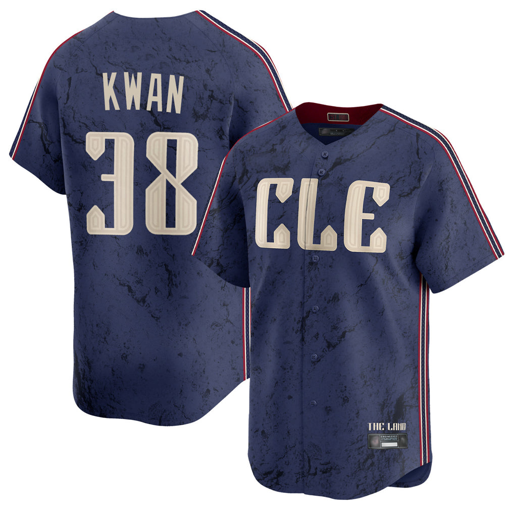 C.Guardians #38 Steven Kwan Player Navy City Connect Limited Home Gdoa Stitched Jerseys