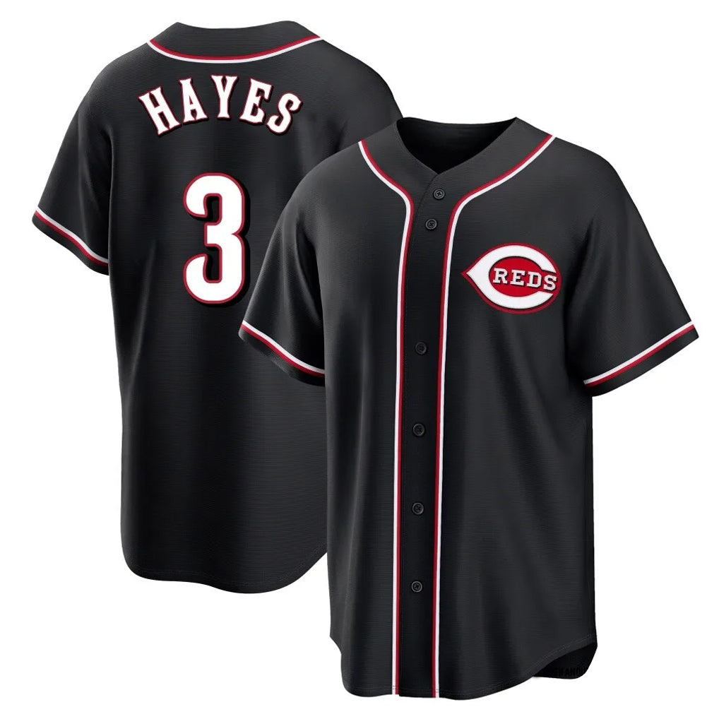 C.Reds #3 Ke'Bryan Hayes Player Black Fashion Out Home Game Gdoa Stitched Jerseys