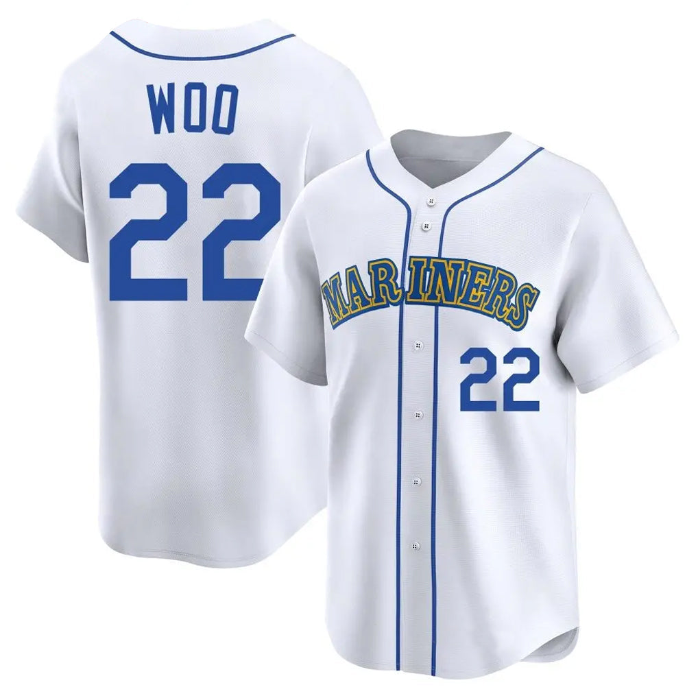 S.Mariners #22 Bryan Woo Player White Pitch Fashion Game Gdoa Stitched Jerseys