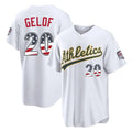 Athletics #20 Zack Gelof Player White USA 250 Fourth of July Home Game Gdoa250Ys Stitched Jerseys