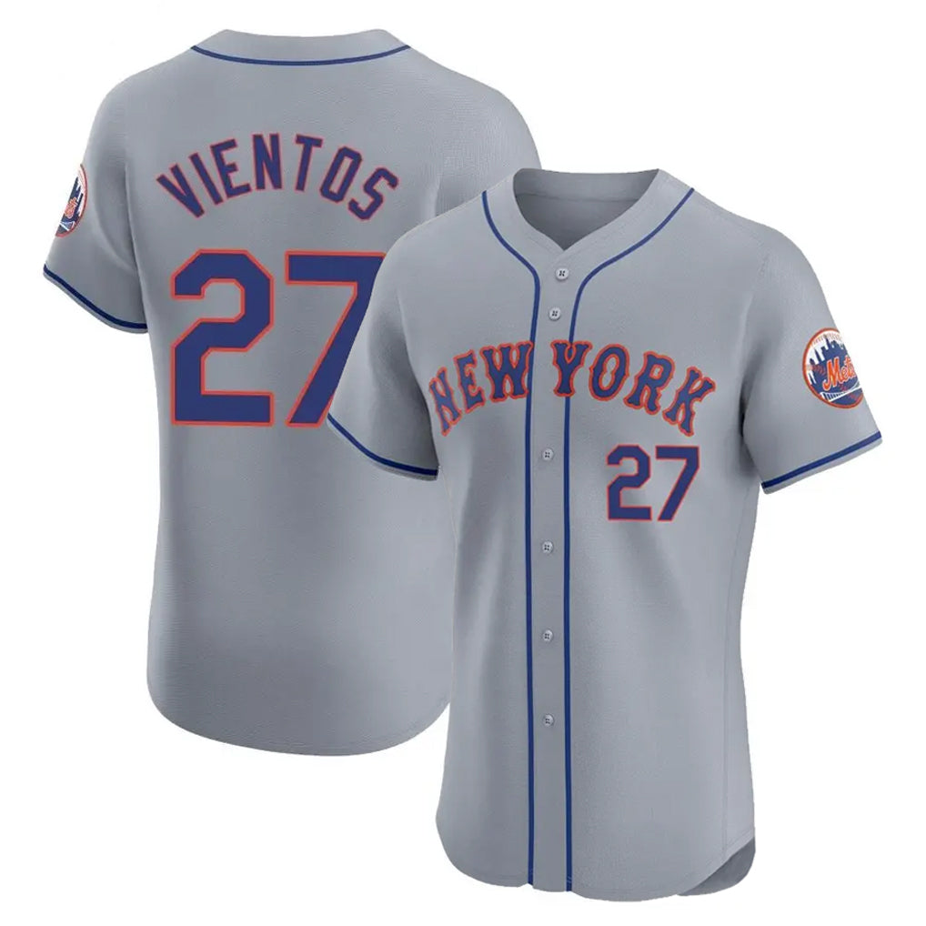 NY.Mets #27 Mark Vientos Player Gray Road Limited Elite Home Gdoa Stitched Jerseys