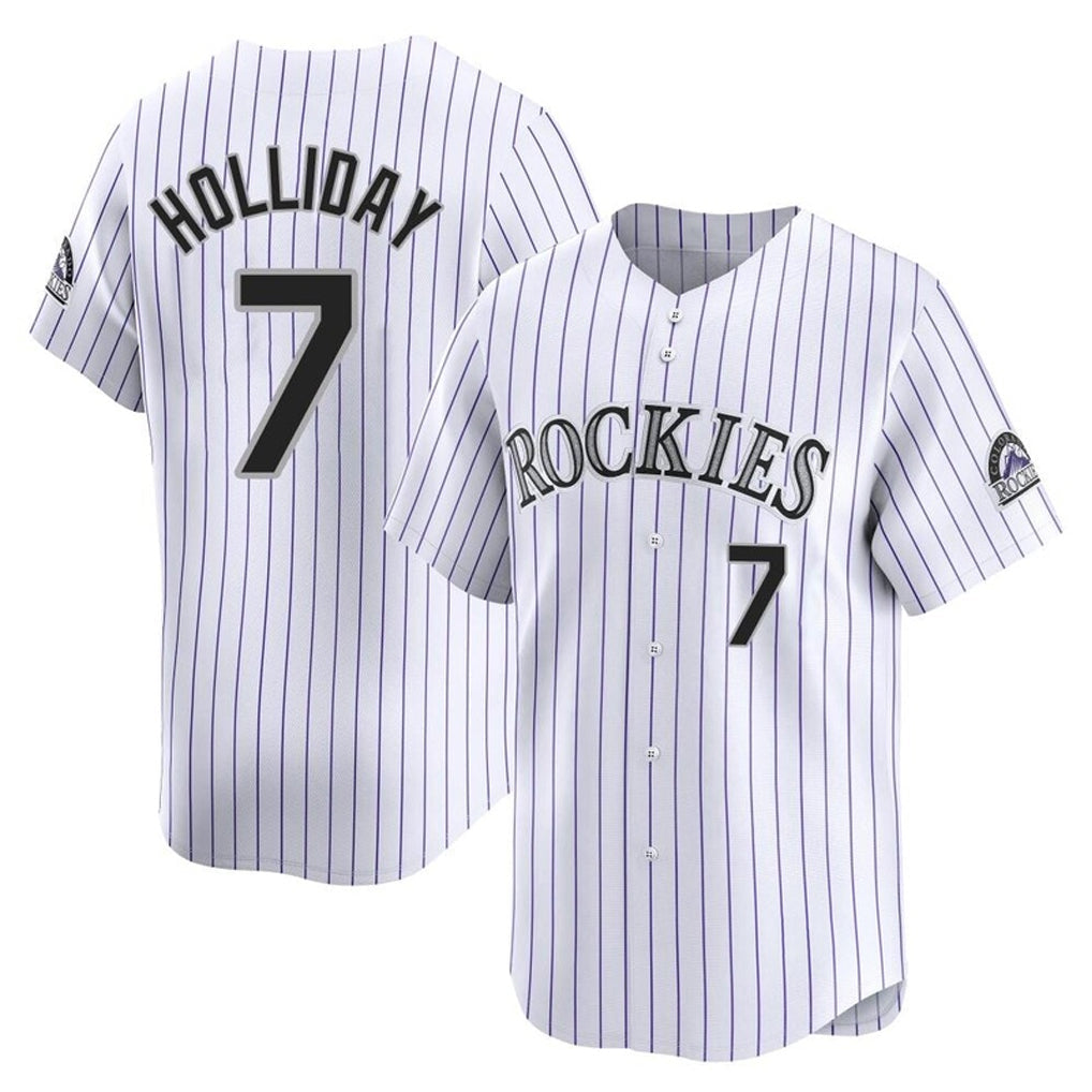 C.Rockies #7 Matt Holliday Player White Limited Home Gdoa Stitched Jerseys