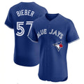 T.Blue Jays #57 Shane Bieber Player Royal Elite Home Limited Stitched Jerseys