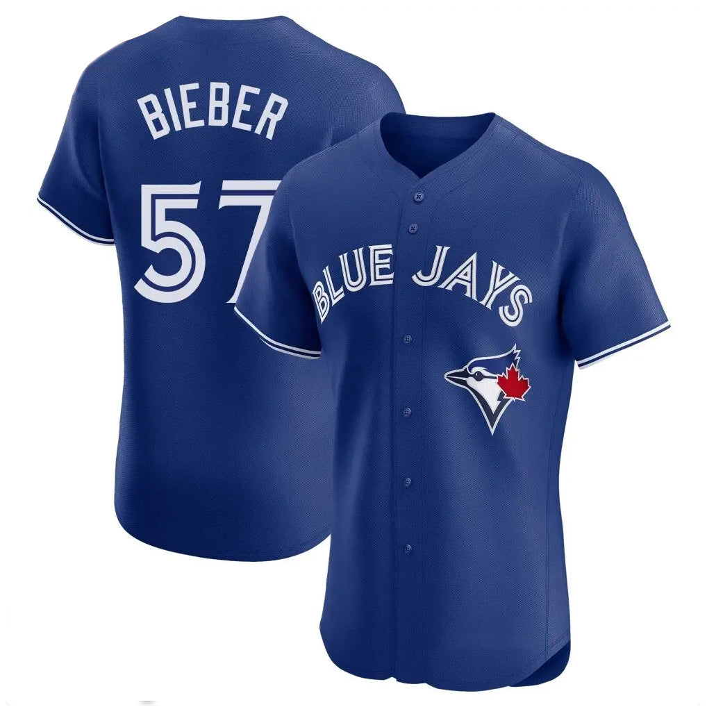 T.Blue Jays #57 Shane Bieber Player Royal Elite Home Limited Gdoa Stitched Jerseys