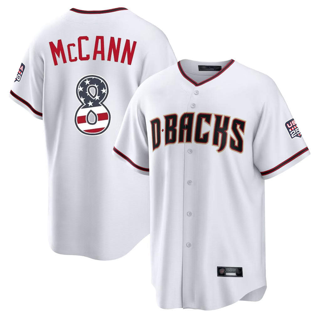 A.Diamondbacks #8 James McCann Player White USA 250 Fourth of July Home Game Gdoa250Ys Stitched Jerseys