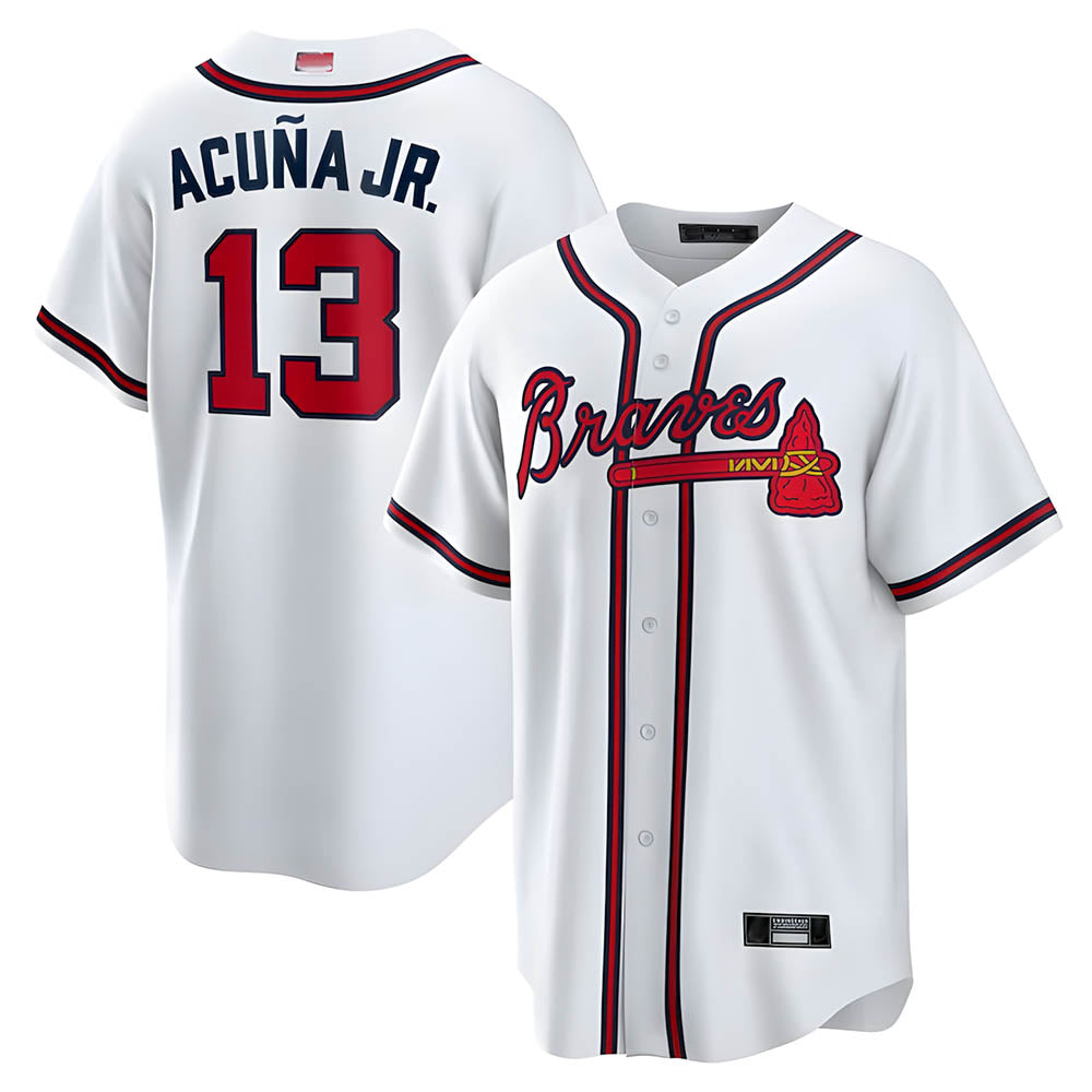 A.Braves #13 Ronald Acun?a Jr. Player White Limited Stitched Jerseys