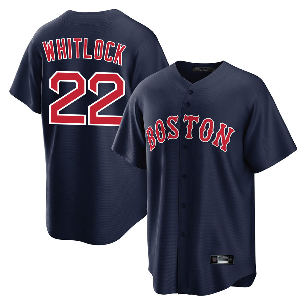 B.Red Sox #22 Garrett Whitlock Player Navy Home Game Gdoa Stitched Jerseys