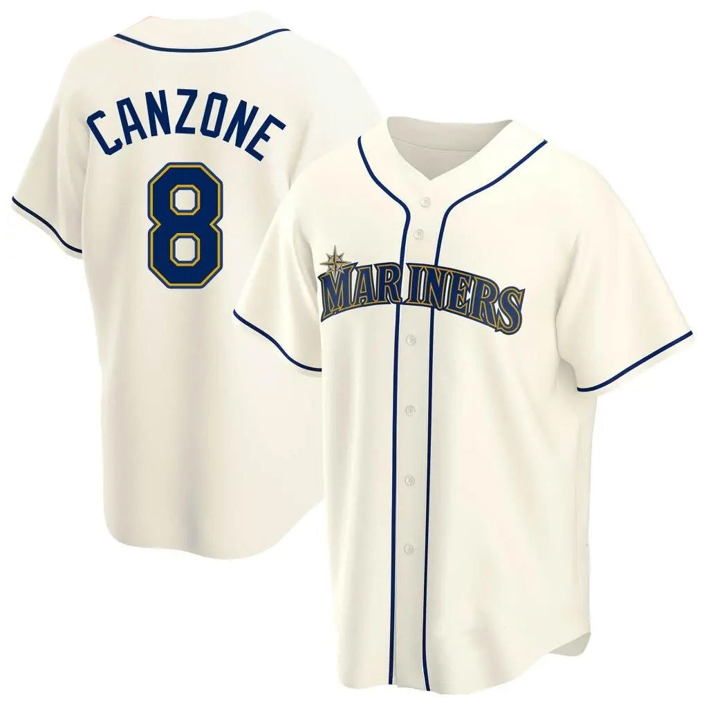 S.Mariners #8 Dominic Canzone Player Cream Home Game Stitched Jerseys