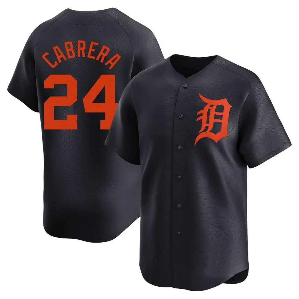 D.Tigers #24 Miguel Cabrera Player Navy Home Limited Gdoa Stitched Jerseys