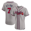 A.Braves #7 Ha-Seong Kim Player Gray Limited Elite Home Game Gdoa Stitched Jerseys