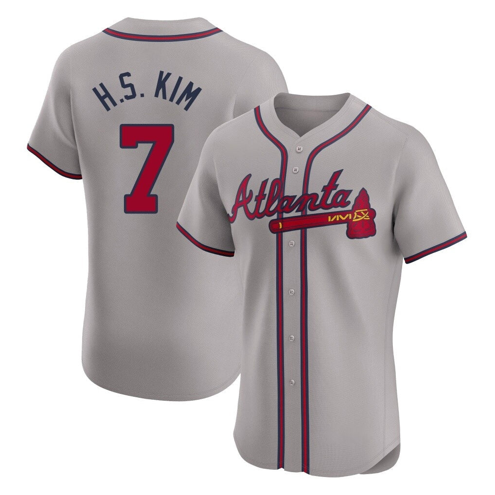 A.Braves #7 Ha-Seong Kim Player Gray Limited Elite Home Game Gdoa Stitched Jerseys