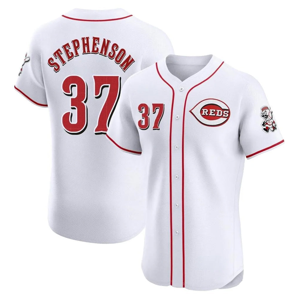 C.Reds #37 Tyler Stephenson Player White Limited Elite Home Gdoa Stitched Jerseys