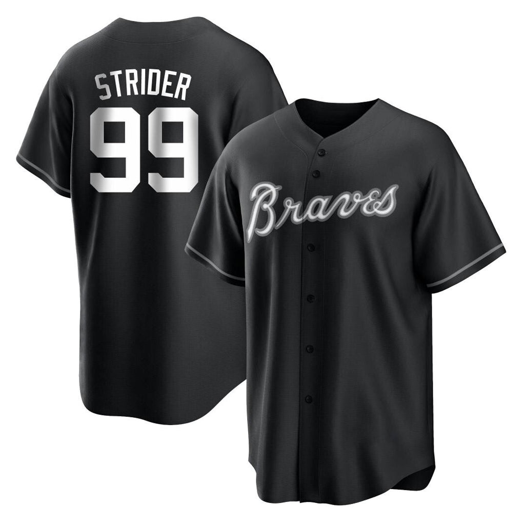 A.Braves #99 Spencer Strider Player Black Home Game Gdoa Stitched Jerseys