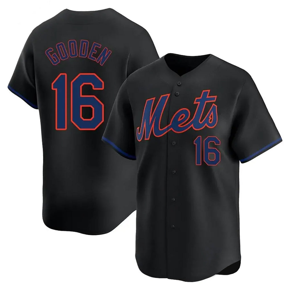 NY.Mets #16 Dwight Gooden Player Black Alternate Home Limited Gdoa Stitched Jerseys
