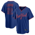 NY.Mets #12 Francisco Lindor Player Royal T-shirt Home Game Stitched Jerseys