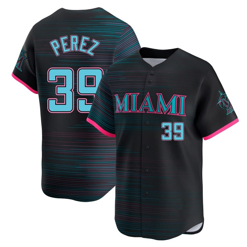 M.Marlins #39 Eury Perez Player Black City Connect Home Limited Gdoa Stitched Jerseys