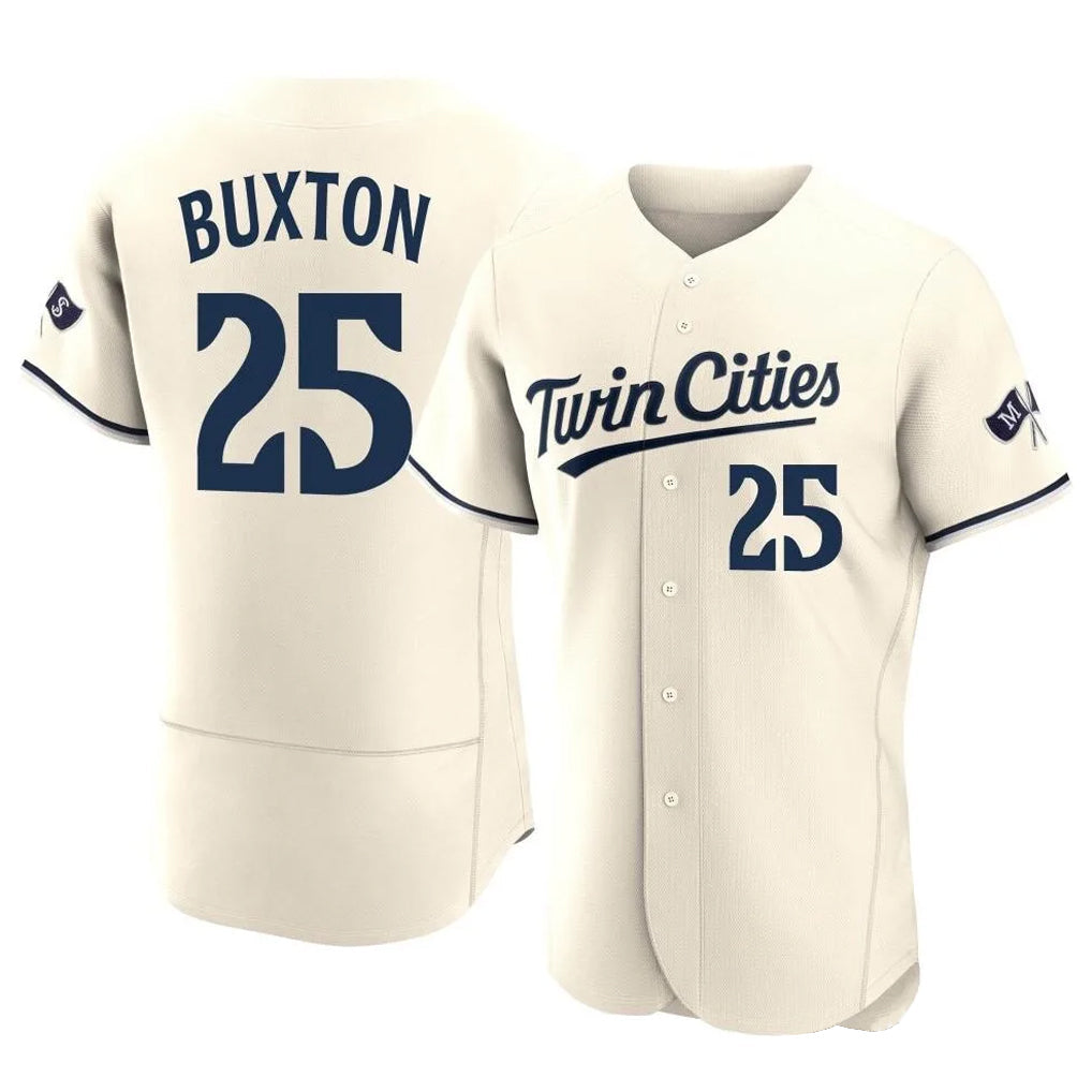 M.Twins #25 Byron Buxton Player Cream Home Limited Elite Gdoa Stitched Jerseys