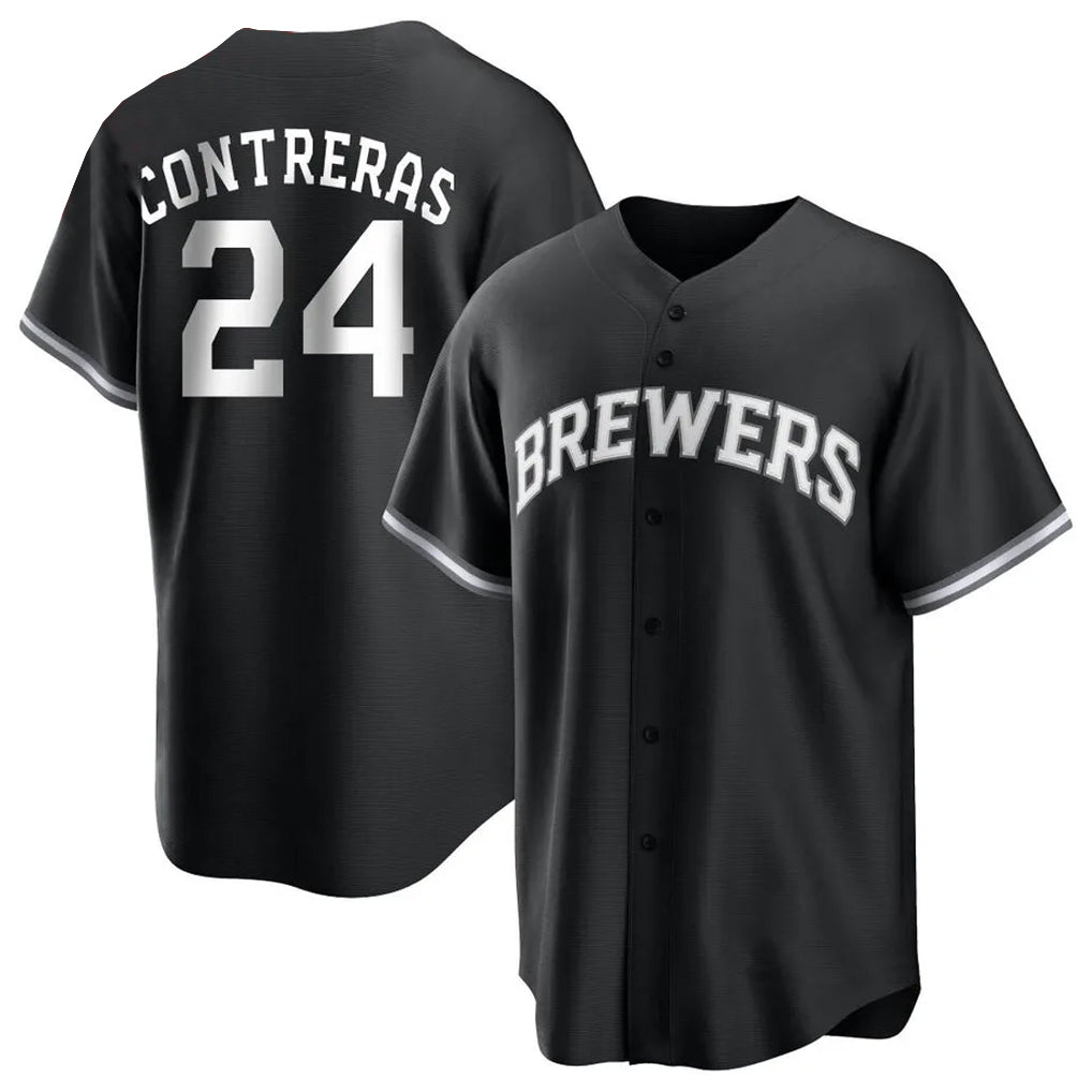 M.Brewers #24 William Contreras Player Black Game Home Gdoa Stitched Jerseys