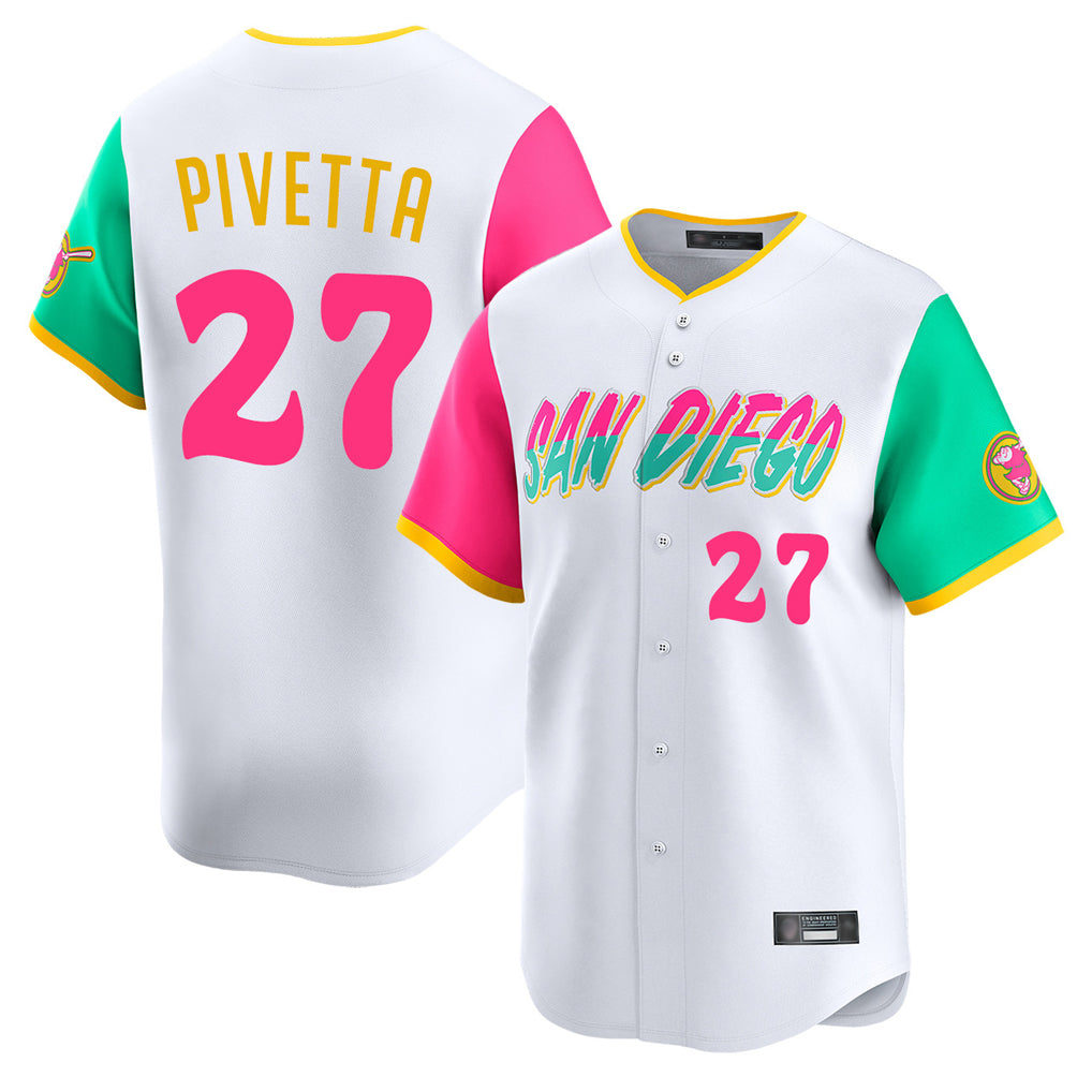 S.Diego Padres #27 Nick Pivetta Player White City Connect Home Limited Stitched Jerseys