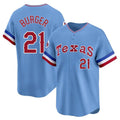 T.Rangers #21 Jake Burger Player Light Blue Cooperstown Collection Limited Gdoa Stitched Jerseys