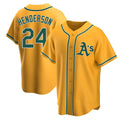 Athletics #35 Rickey Henderson Player Gold Replica Alternate Stitched Jersey