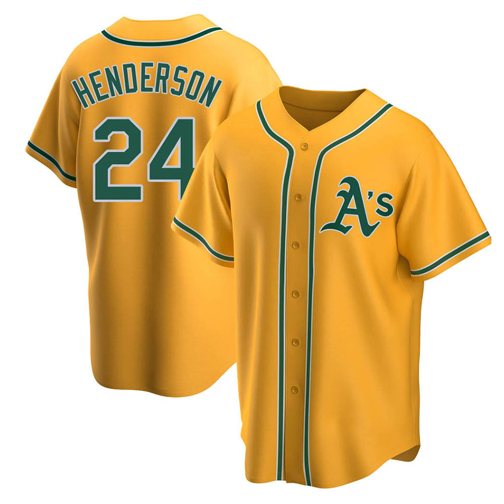 Athletics #35 Rickey Henderson Player Gold Replica Alternate Stitched Jersey
