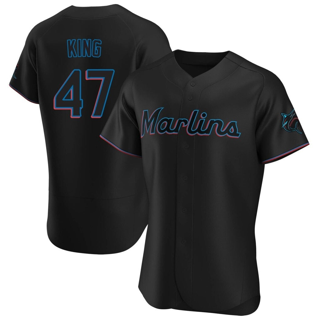 M.Marlins #47 John King Player Black Home Limited Elite Gdoa Stitched Jerseys